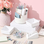 Kosiz 27 Pcs Black White Desk Accessories Gift for Aesthetic Desk Organizer Neutral Office Supplies Pen Holder Stapler Binder Sticky Notes Paper Clips Scissor Staples for Women(Fashion)