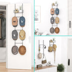 HapiRm Over Door Hat Rack - 2 Packs Wall Mounted Hat Holder with 6 Hooks and Metal Basket Design, Baseball Cap Organizer Storage Up to 32 Caps for Door, Bedroom, Closet (Grey)