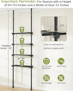 ALLZONE Adjustable Over The Toilet Storage Shelf, 4-Tier Ample Over Toilet Bathroom Organizer and Storage,Tension Mounted Above Toilet Storage Cabinet for Versatility, Fits 64-113 Inch Heights, Black