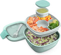 Bentgo Salad Container - 54 oz Bowl with 4-Compartment Toppings Tray, Leak-Proof Dressing Container, Reusable Fork, BPA-Free Lunch Box for Meal Prep & Food Storage; Removable Bento Tray (Coastal Aqua)