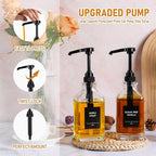 Alotpower 2-Pack 16oz Glass Coffee Syrup Dispenser Bottles, Empty Square Dispenser for Coffee Bar with 1/4oz Pump - Kit Includes 36 Labels & Marker