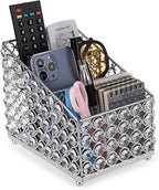 Sumnacon Remote Control Holder Crystal Remote Holder for Table Gorgeous TV Remote Holder with 3 Slots Stylish Table Remote Caddy Decorative Remote Control Organizer for Bedroom Living Room Office