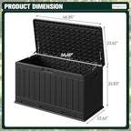 Greesum 90 Gallon HDPE Outdoor Storage Box - Waterproof, Large Capacity Deck Box for Patio, Yard, Garden Tools, Black