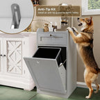 Single Tilt Out Trash Can Cabinet, Dog-Resistant, Fits 13.8"H Bins (Max 11.8"x11.8" Base), Easy Assembly, Grey for Kitchen & Laundry