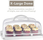MosJos 2in1 Cupcake Carrier and Cake Keeper with Lid, Cupcake Box to Fit 12, Sturdy, BPA-Free Cupcake Holder with Two Secure Side Closures, Dishwasher Safe (White)