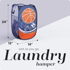 Handy Laundry Collapsible Mesh Pop Up Laundry Hamper with Side Pocket – Breathable, Space-Saving, Foldable Clothes Basket for Laundry, Storage, Travel, Dorm, Sports, 24 Inch