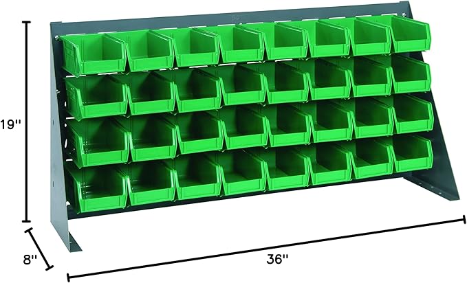 Quantum Storage Systems QBR-3619-220-32GN Ultra Bin Complete Bench Rack Package with 32 Ultra Bins, 36" x 8" x 19" , Green