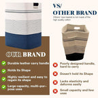 Laundry Hamper, 95L Tall Laundry Basket with Leather Handles, Rectangle Large Clothes Hamper for Organizing, Cotton Woven Laundry Baskets Storage Hampers for Bedroom, Nursery, Living Room