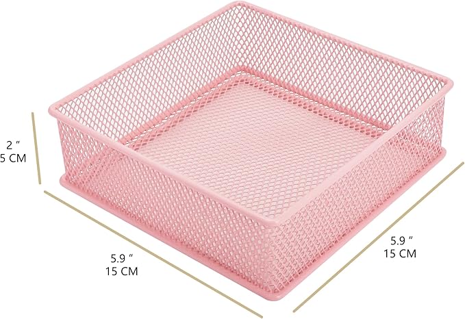 Annova Mesh Stackable Drawer Cabinet and Shelf Organizer Bins Storage Basket School Office Supply Holder Tray- Set of 2 (Light Pink, 6x6x2 Inch)