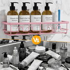 Adhesive Shower Caddy, Large Capacity Shower Racks for Inside Shower, No Drill Bathroom Shower Organizer and Storage, 2 Pack Pink Bathroom Shelves, Home Decor Rv Accessories, Apartment