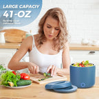 Monteka 41-oz Portable Electric Heated Lunch Box for Adults, 100W Spill-Proof & Dishwasher-Safe Food Warmer for Office/Car/Travel, 12V/24V/110V/220V Universal Voltage, Ideal Gift for Men & Women