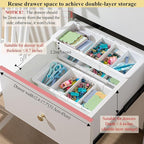 2 Pcs Expandable Drawer Organizer Bins Adjustable Deep Drawer Hanging Organizer Tray Expandable 11.4 to 18.1 Inches Plastic Dividers Storage for Office Bathroom Bedroom Kitchen Desk, White