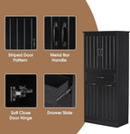 Tall Tilt Out Laundry Cabinet with 2 Tilt Out Laundry Hamper, Wood Bathroom Storage Cabinet with Doors,Drawers and Adjustable Shelves Freestanding (Black)