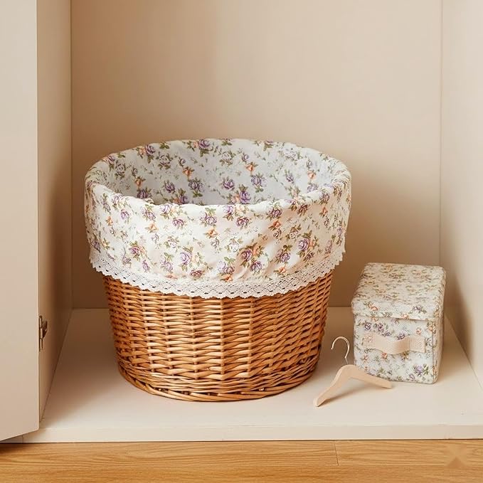 LOGOFUN Replacement Wicker Laundry Basket Liner Fabric Insert for Home Bedroom Utility Container