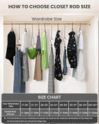 Closet Rods for Hanging Clothes, 17 to 84 Inches Stepless Adjustable Metal Closet Rod, 1.3 Inches Heavy Duty Clothes Hanging Rod for Closet Wardrobes Laundry RV(Wood Grain)
