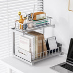 Under Sink Organizer, Heavy Duty Metal Pull Out Cabinet Organizer Slide Out Sink Shelf Organizer Height Adjustable, Multi-Purpose Storage Shelf for Kitchen Bathroom(Sliver,1Pack)