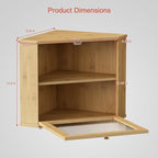 Bamboo Corner Bread Box for Kitchen Counter, 2 Tier Bread Keeper Wooden Round, Farmhouse Bread Storage Bin for Kitchen Countertop, Counter Organizer for Bread, Cup, Fruit, Spice, Snack