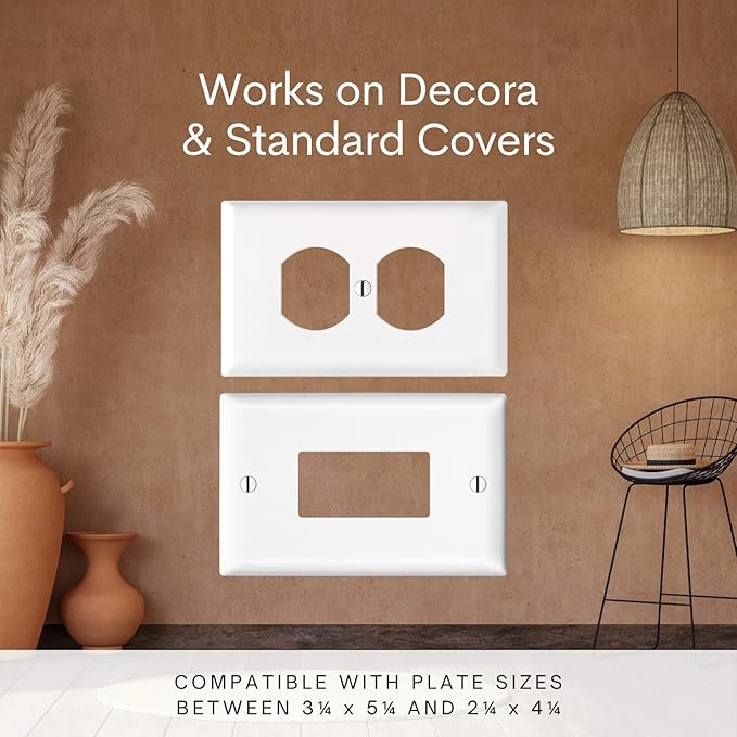 Power Perch Horizontal Wall Outlet Shelf with Cord Storage Strap - Declutter & Reclaim Bathroom Counter Space - Echo Dot Stand, Apple Homepod Shelf, Toothbrush Holder for Bathroom- White, 2-Pack