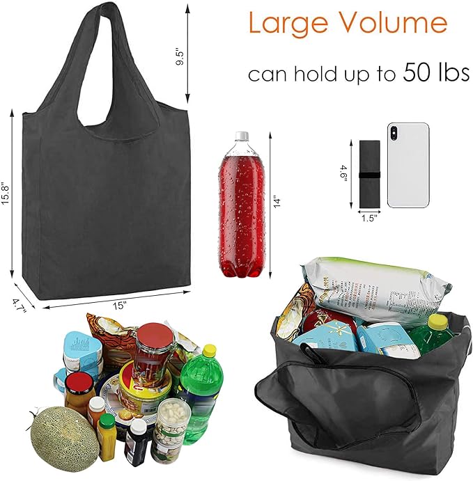 BeeGreen DIY Reusable Grocery Bags Bulk 10 Pack, Reusable Shopping Bags X-Large 50LBS, Machine Washable Kitchen Reusable Bags Heavy Duty, Foldable Tote Bags w Handles for Shopping