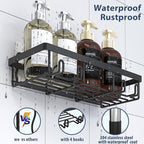 5 Pack Shower Caddy Organizer Rack Shelf for Inside Shower, Adhesive Bathroom Wall Storage Basket Rustproof Stainless Steel Shampoo Holder, Bathroom Accessory Decor Set, Black.