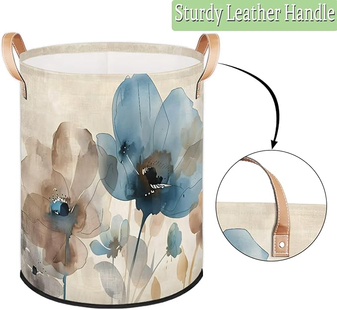 TropicalLife Collapsible Laundry Basket Large Laundry Hamper Waterproof Storage Bins with Leather Handles Clothes Nursery Hampers (Multicolored 5)