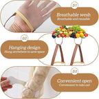 Larrel 5PCS Hanging Mesh Storage Bags, Potatoes Onion Garlic Mesh Storage Bags, Long and Large Reusable Net Produce Bag, Net Produce Bag for Fruit and Veggies, Garbage-Bags for Home RV Camper (Beige)
