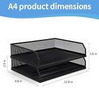 Paper Tray Desk Organizer, 2 Pack Stackable Letter File Tray, Wire Mesh Desktop Organizer, Front-Load Metal A4 Paper Sorter Documents Storage Holder Tray for Office Supplies Home School Classroom