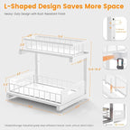 Under Sink Organizer, Heavy Duty Metal Pull Out Cabinet Organizer Slide Out Sink Shelf Organizer Height Adjustable, Multi-Purpose Storage Shelf for Kitchen Bathroom(White,1Pack)