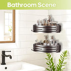 Corner Shower Caddy Suction Cup,Shower Shelves with Hooks,No Drilling Powerful Suction Bathroom Organizers and Storage,Removable Waterproof Rustproof Shower Bathroom Accessories Decor(Grey 1Pack)