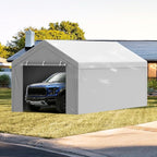 VEVOR Carport Replacement Canopy Cover Top + Side Wall 10 x 20 ft, Garage Tent Shelter Tarp Heavy-Duty Waterproof & UV Protected, Easy Installation with Ball Bungees,Grey (Frame Not Included)