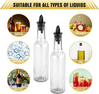 Tioncy 10 Sets 10oz Plastic Liquor Bottles with Pourers Sets 10 Plastic Long Neck Syrup Bottles with Pourer and Caps Reusable Leakproof for Home Party Bar(Black)