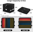 ETRONIK Fireproof Document Box with Lock, 2 Layer File Cabinet Organizer with 5 Tab Inserts, Portable Office Collapsible File Storage with Reflective Strip for Hanging Letter, Legal Size Folder