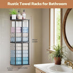 Bathroom Towel Storage, Black Bathroom Towel Holder, Wall Mounted Towels Racks Shelf Towels Organizer for Rolled Towels, 34inch Modern Storage Rack Organizer for RV