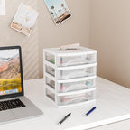 Gonice White Desk 4 Drawer Organizer, Plastic Small Drawer Storage, Desk Storage for Office and Home