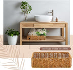2 Pcs Toilet Paper Basket for Back of Toilet Wicker Anti-Vine Basket Topper and Vanity Tray Set with Built-in Handles for Paper Hand Towel, Bathroom, Home, Spa(Dark Brown)