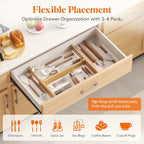 Lifewit 2.4" High 6 Pack Bamboo Drawer Dividers 33-42cm/13-16.5" Adjustable Wooden Drawer Organizer for Clothes/Utensils, Expandable Drawer Separator for Dresser/Kitchen/Bedroom/Office Organization