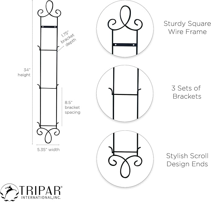 TRIPAR 3-Tier Vertical Wall Plate Rack