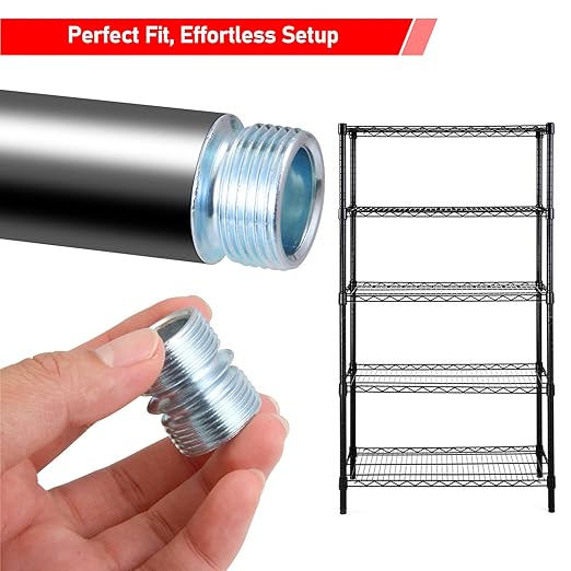 12 Pack 1 Inch Shelf Pole Connectors, 16-Tooth Coarse Thread Design for a Secure and Stable Wire Shelving Unit, Closet Rack Extension, and DIY Storage Solutions