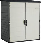 Suncast 106 Cu Ft Extra Large Vertical Outdoor Storage Shed - Resin Shed & Outdoor Storage with Floor and Lockable Double Doors, Weatherproof for Garden Tools, Pool Equipment, & Patio Cushions