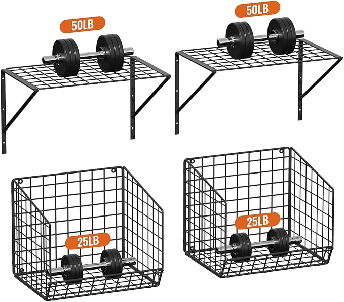 2 Pack Laundry Room Shelves with Wire Baskets, Over the Washer and Dryer Shelf, Wall Mounted Storage and Clothes Drying Rack, Wire Shelves Baskets for Laundry Closet Organization and Storage-Black