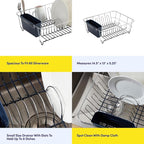 Dish Drying Rack & Cutlery Holder 2 Piece Set - Compact Sink-Fitting Dish Drainer with Rubberized Undercoating, Space-Saving Kitchen Organizer for Plates, Cups, Bowls & Utensils in Sink, Navy Blue