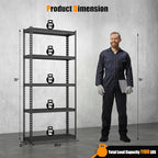 Giantex 4Pcs 5-Tier Storage Shelves, 35.5" x 12" x 72" Height Adjustable Metal Storage Utility Rack Shelf with Anti-Tipping Device, Heavy Duty Garage Shelving for Warehouse, Basement, Kitchen, Black