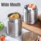 Stainless Steel Insulated Food Jar Set of 2 (16oz + 12oz) | Wide Mouth | Soup Thermo for Hot Food Lunch Container | Thermal LunchBox | Insulated Soup Bowl | Hot and Cold Lunch Box for Adults | SIlver
