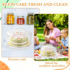 10 Inch Cake Carrier with Lid and Handle, Round Cake Transport Container with 10 Inch Cake Boards & Cupcake Serving Tray, Portable Pie Cake Holder with Cover for Wedding Party Picnics Camping