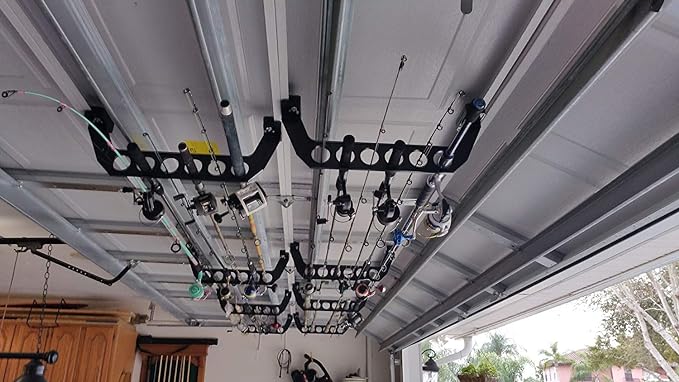 Cobra Storage Garage Door Storage Rack - 21" Black ABS Plastic Fishing Rod Holder - Ultimate Garage Organization for Fishing Gear and Equipment, Saltwater Fishing Gear
