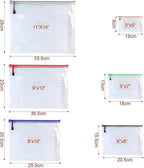 Oaimyy-11 x 14"-18 Pcs-Plastic Mesh Zipper Pouch Document Folders Bag Zip File Bags for Office Supplies,Home,Travel Storages,Puzzle Board Games Storage- (Multicolor)