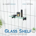 KOKOSIRI Wall Shelves Bathroom Hardware Glass Floating Shelf Small Hanging Rack Storage/Room Decor 12-Inch Oil Rubbed Bronze 2 Pack B1105ORB-L12-P2
