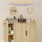 Fluted Over The Toilet Storage Cabinet, Above Toilet Bathroom Organizer with Toilet Paper Holder, Modern Behind Toilet Cabinet, Space Saver for Restroom, Bathroom, Laundry, Natural Oak