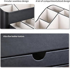 KINGFOM Desk Organizer with Drawer, Multifunction Pencil Holder for Desk, Desk Organizer and Accessories 5 Compartments for Home Office Supplies (Black)