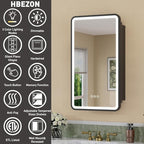 16 x 28 Inch LED Medicine Cabinet with Mirror, UL Certified Dimmable Lighted Bathroom Mirror Cabinet, Anti-Fog & Memory Function, 3 Color Modes, Recessed or Wall Mounted, Adjustable Shelf, Black